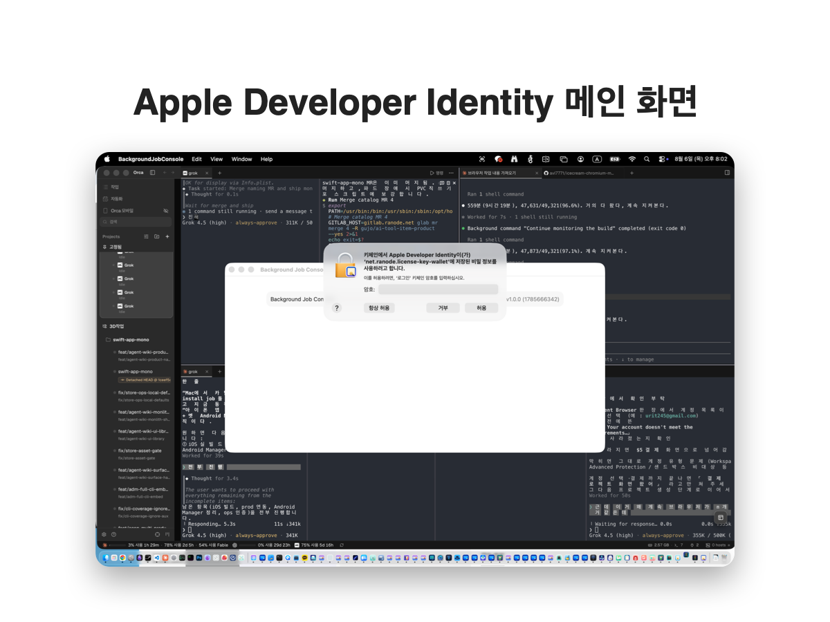Apple Developer Identity 메인 화면