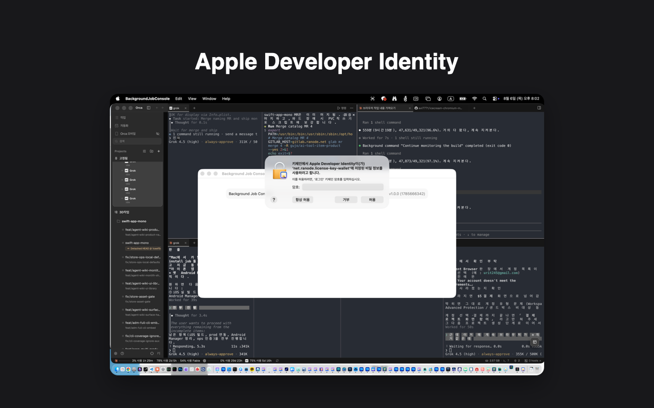 Apple Developer Identity 주요 화면
