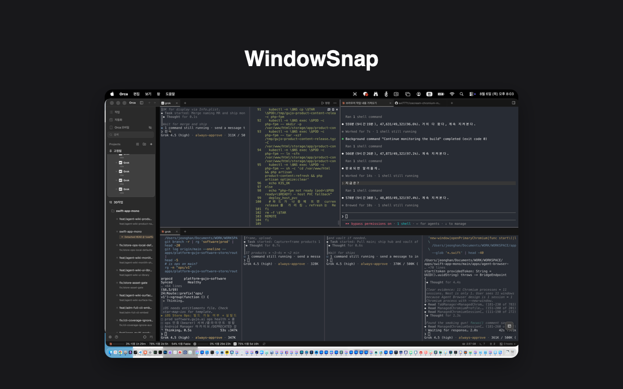 WindowSnap 주요 화면